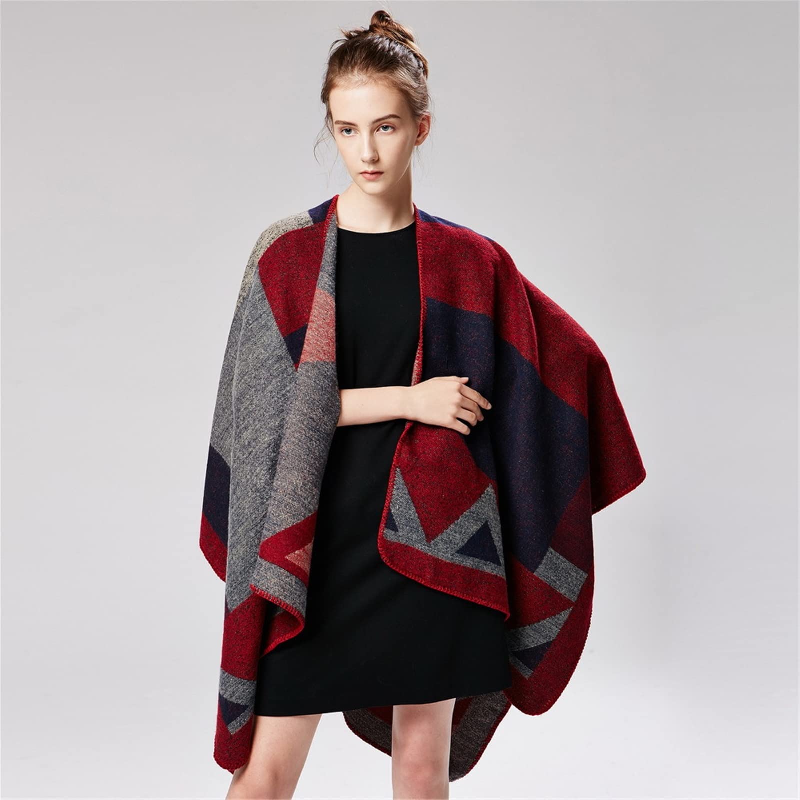 Scialle da Donna Il Caldo Scialle Invernale da Donna avvolge Il Mantello del Poncho per Le Donne