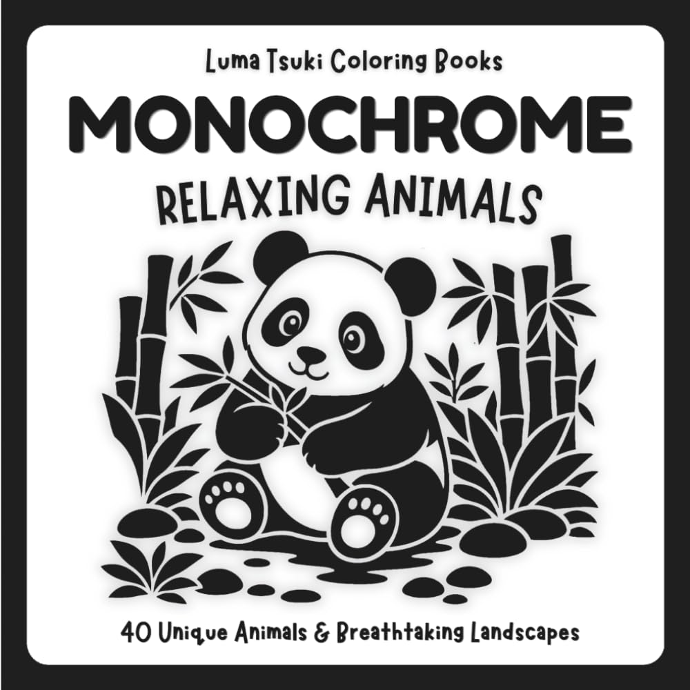 Monochrome Relaxing Animals: Premium Wildlife Coloring Book for Adults, Teens and Children