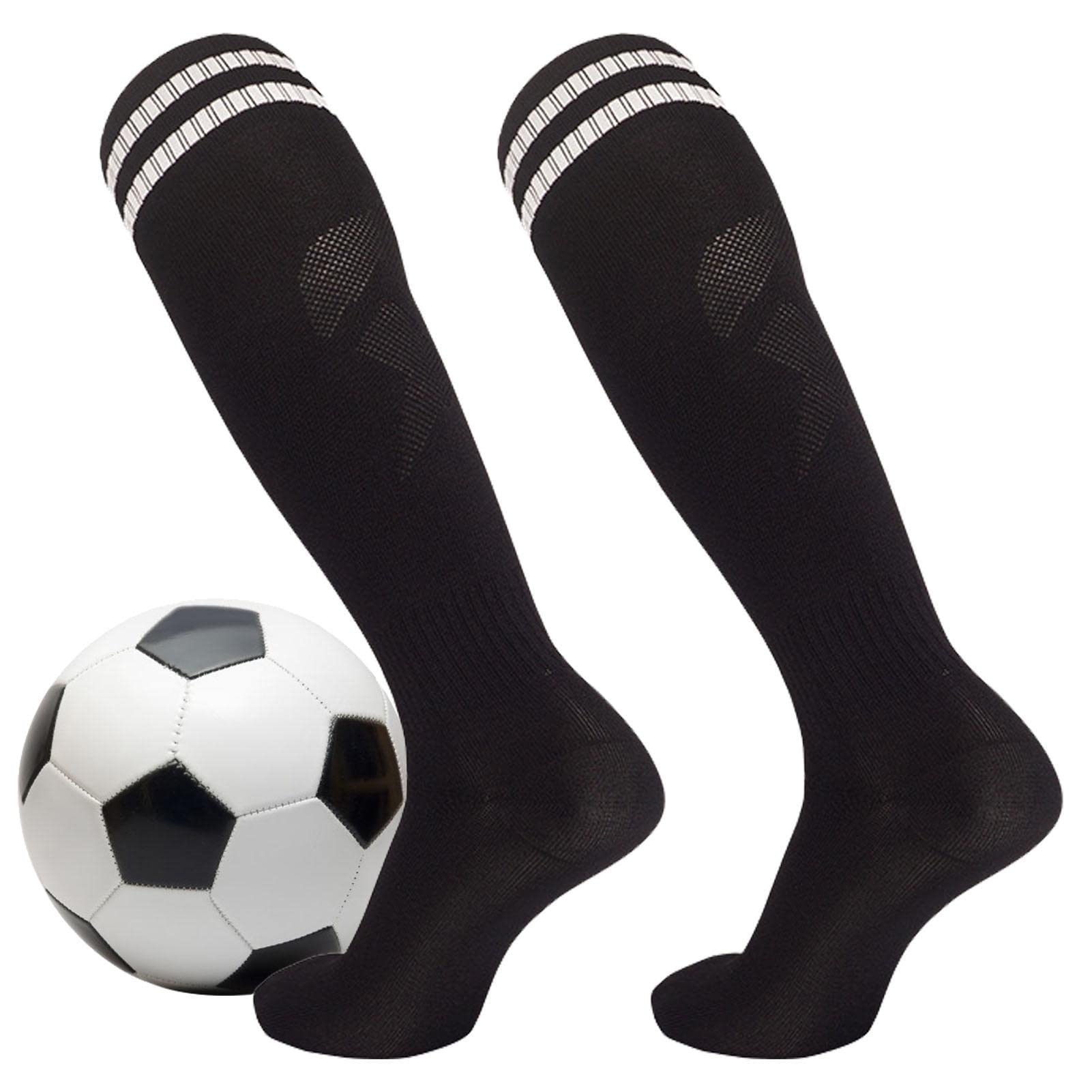Calzini da calcio con strisce | Calzini da calcio antiscivolo a tubo lungo calzini alti al ginocchio, calze da calcio retrò a doppia striscia calze a compressione per sport all'aperto