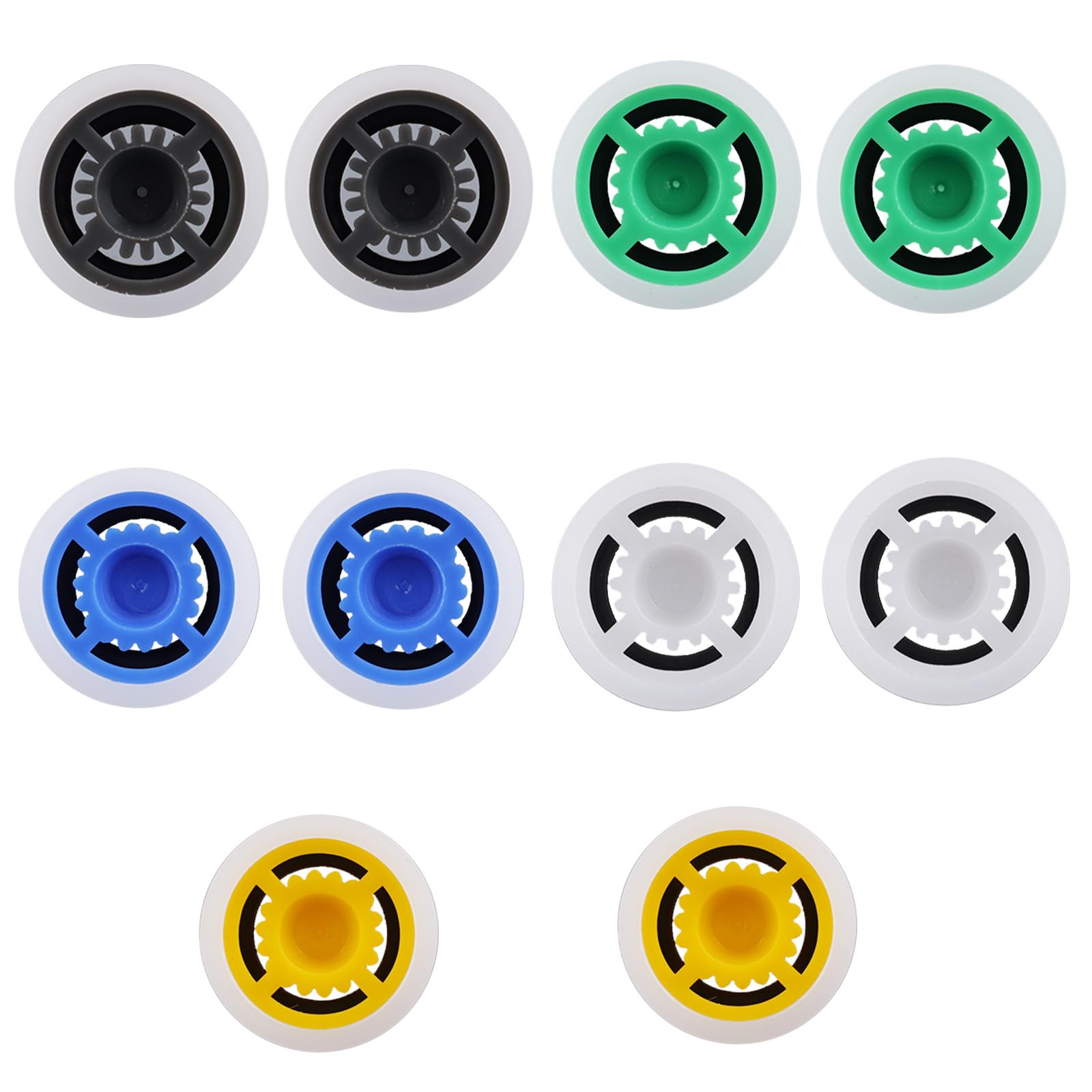 10-Piece Water Flow Restrictor Set – 1.5/1.8/2.0/2.5/3.0 GPM Shower Flow Reducers, Color-Coded POM For Water-Saving (2 Each)