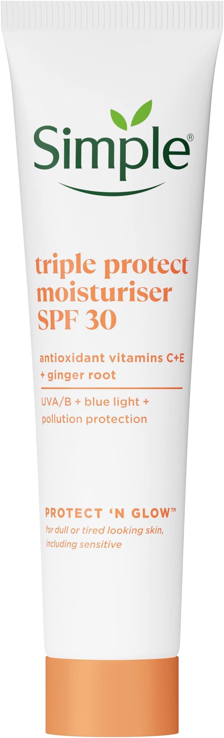 Triple Protect Moisturiser SPF 30 – 3x Protection from UVA/UVB, Blue Light & Pollution with Vitamin C & E – Brightens Dull, Sensitive Skin for a Glowing Complexion 40 ml