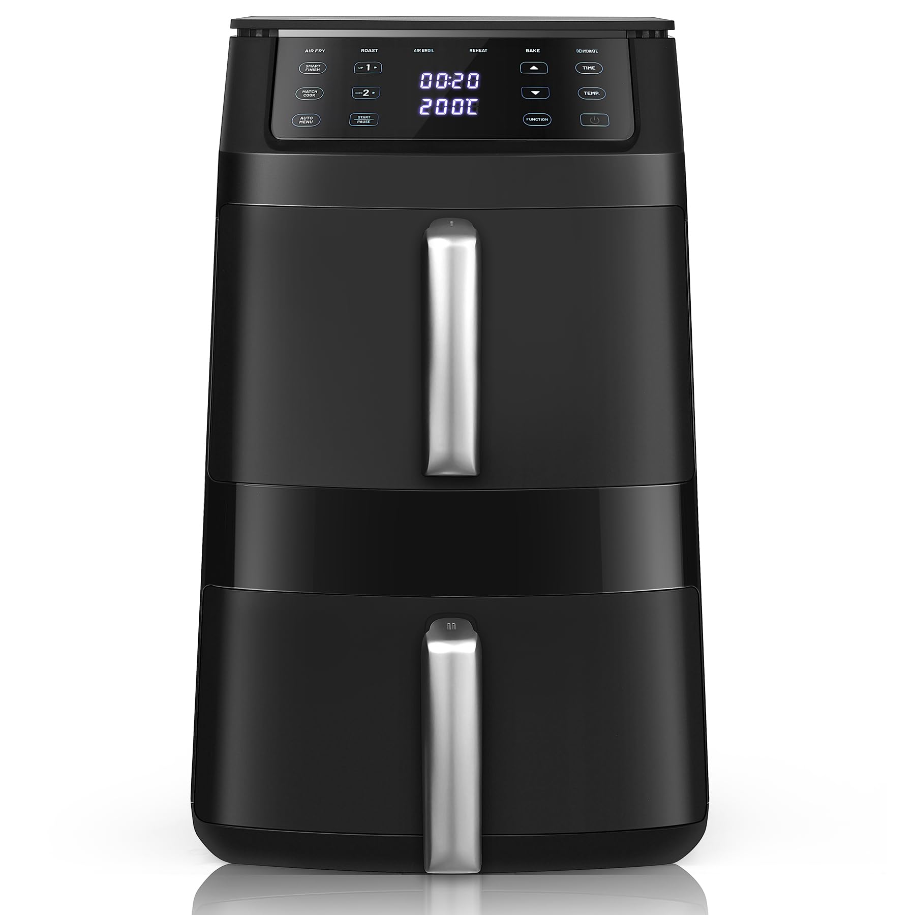TopStrong Freidora de Aire XXL 11L, Air Fryer Doble Cesta Apilada, Freidora de Aire Doble Resistencia, 2500W, 6 Funciones, 8 Recetas, Lavavajillas, Ahorro Energético