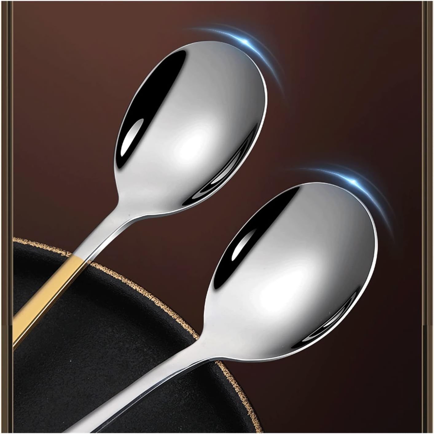 スープスプーン、サービングスプーン、クッキングディナーライススプーン、デザートティースプーン、スープスプーン 2個のステンレススチー