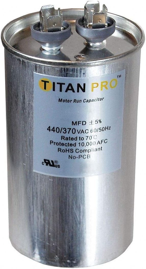 Titan Pro Round Motor Run Capacitor, 80 Microfarad Rating, 370-440VAC Voltage - TRCF80