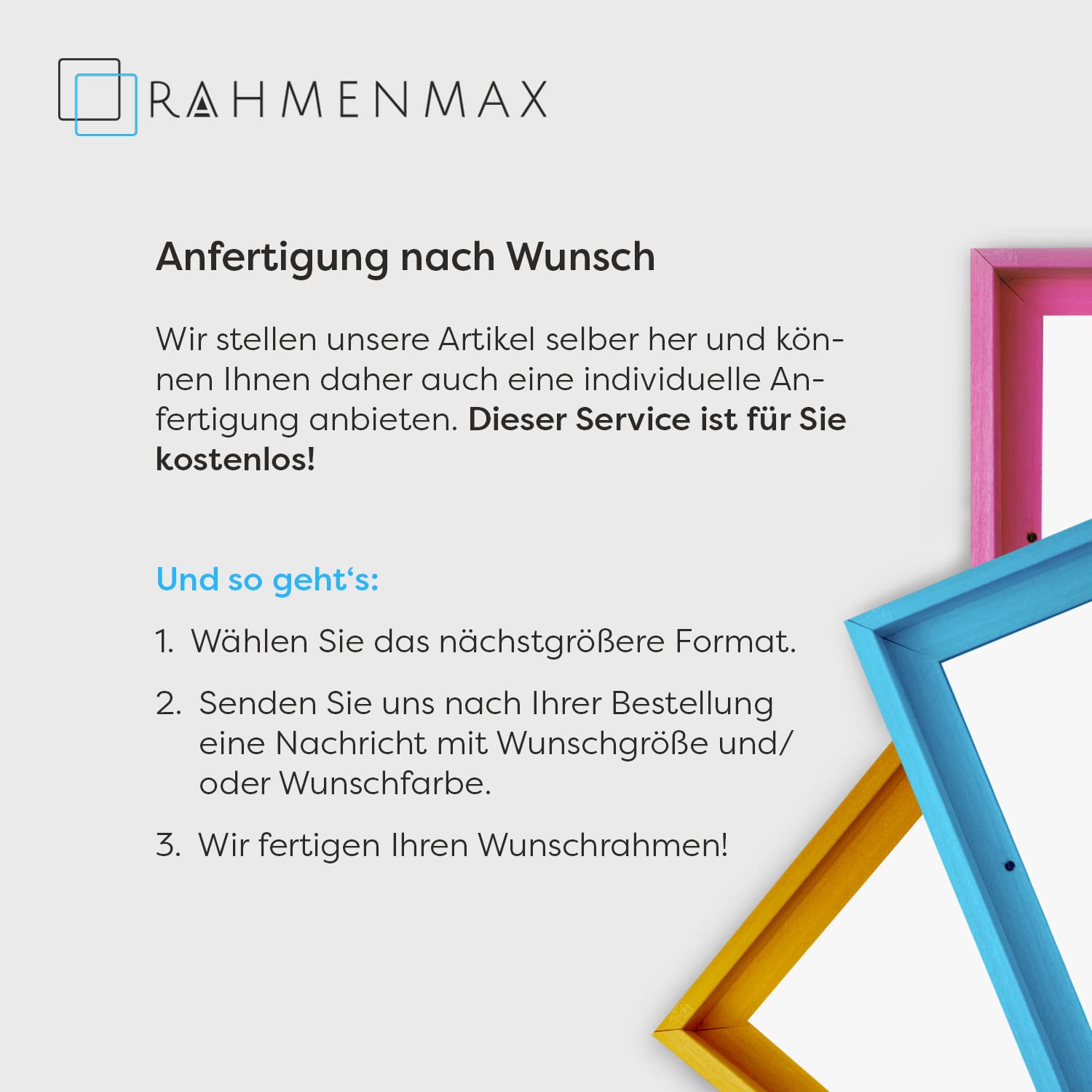 RahmenMax® Luzern Schattenfugenrahmen 55x75 cm aus lackiertem Massiv Holz/Rahmen für Leinwand/Bilderrahmen für Keilrahmen/Leinwandrahmen in Natur - Maßanfertigung möglich