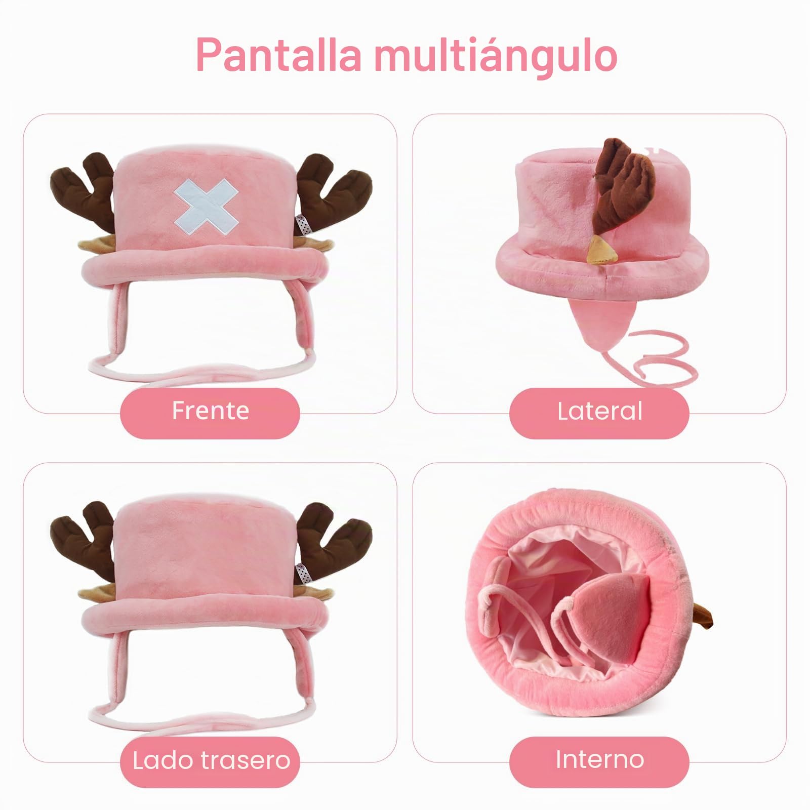 Anime Cosplay Sombrero Chopper Gorro Anime Hat, Cosplay Fiesta Cumpleaños Gorro de Felpa, Lindo Gorro de Felpa para Adultos y Niños