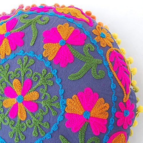 Original Kikan Suzani Copricuscino con ricamo multicolore – 40 x 40 cm (arancione