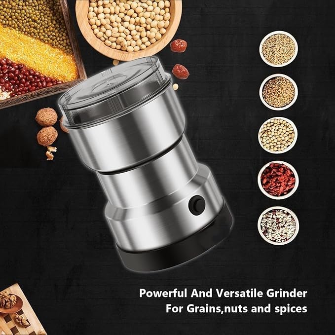 Image of Electric Coffee Grinder with 300ml Stainless Steel Cup, Small Mixer Grinder, Mini Grinder Machine for Kitchen, Portable for Coffee Beans, Masala, Dry Ingredients