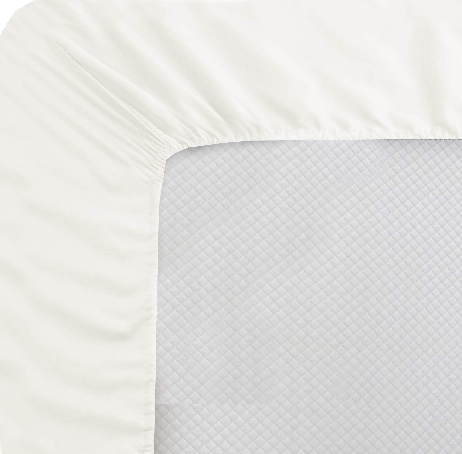 1000 Thread Count Egyptian Cotton Solid Ivory 18"(inch) Deep Pocket King (76" x 80") Sheet Set- 4 Pc Sheet with 2 Pillowcases, Hotel Quality