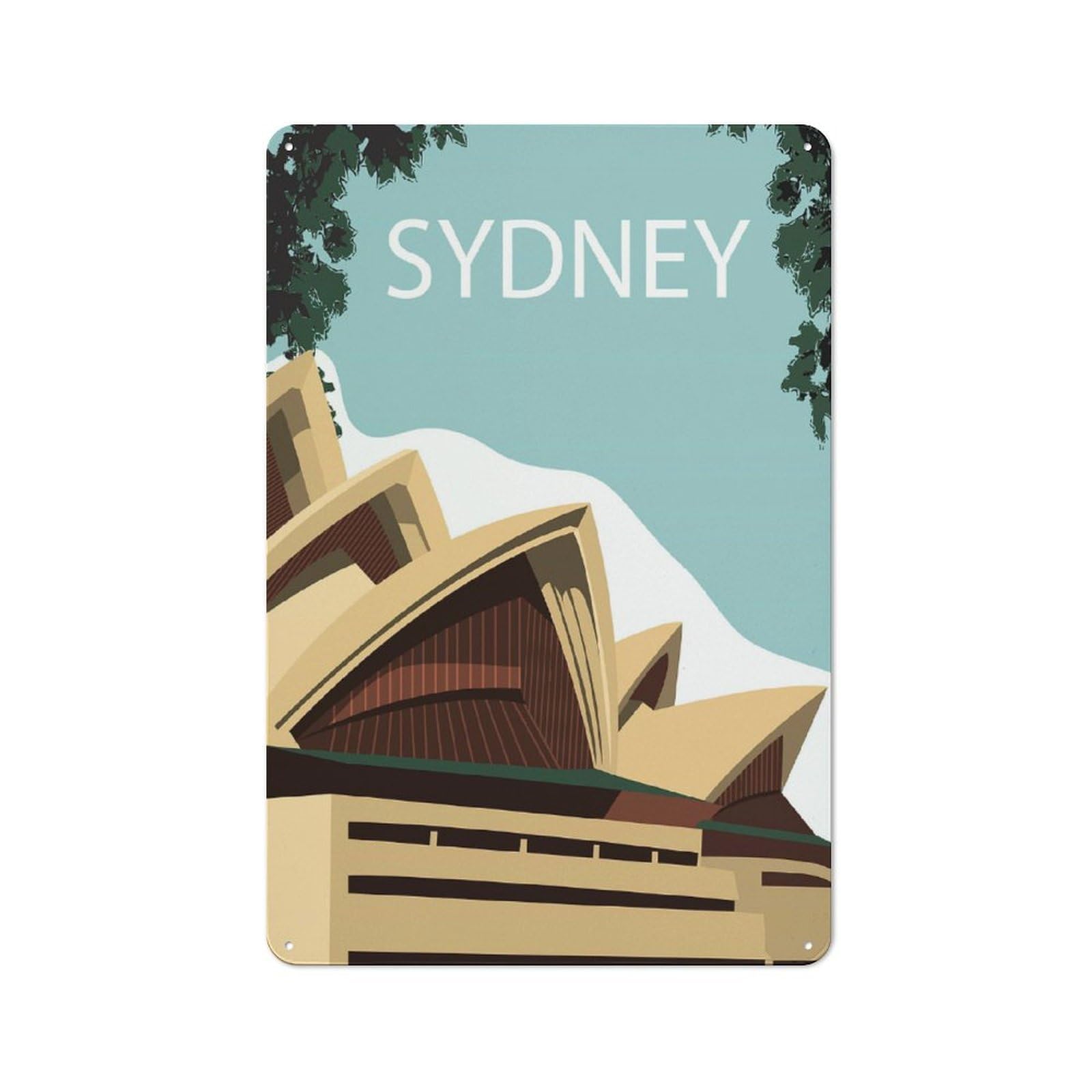Junmoney Sydney Retro Metal Plaque 30X20cm For Guest Room Or Hallway, Housewarming Present For People Styling Guest Room And Hallway