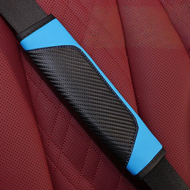 WANGZENIU 2 PCS Car Seat Belt Pads for Renault Rafale 2024, Carbon Fiber Safety Seatbelt Shoulder Strap Covers Seat Belt Covers Backpack Shoulder Pad,Blue
