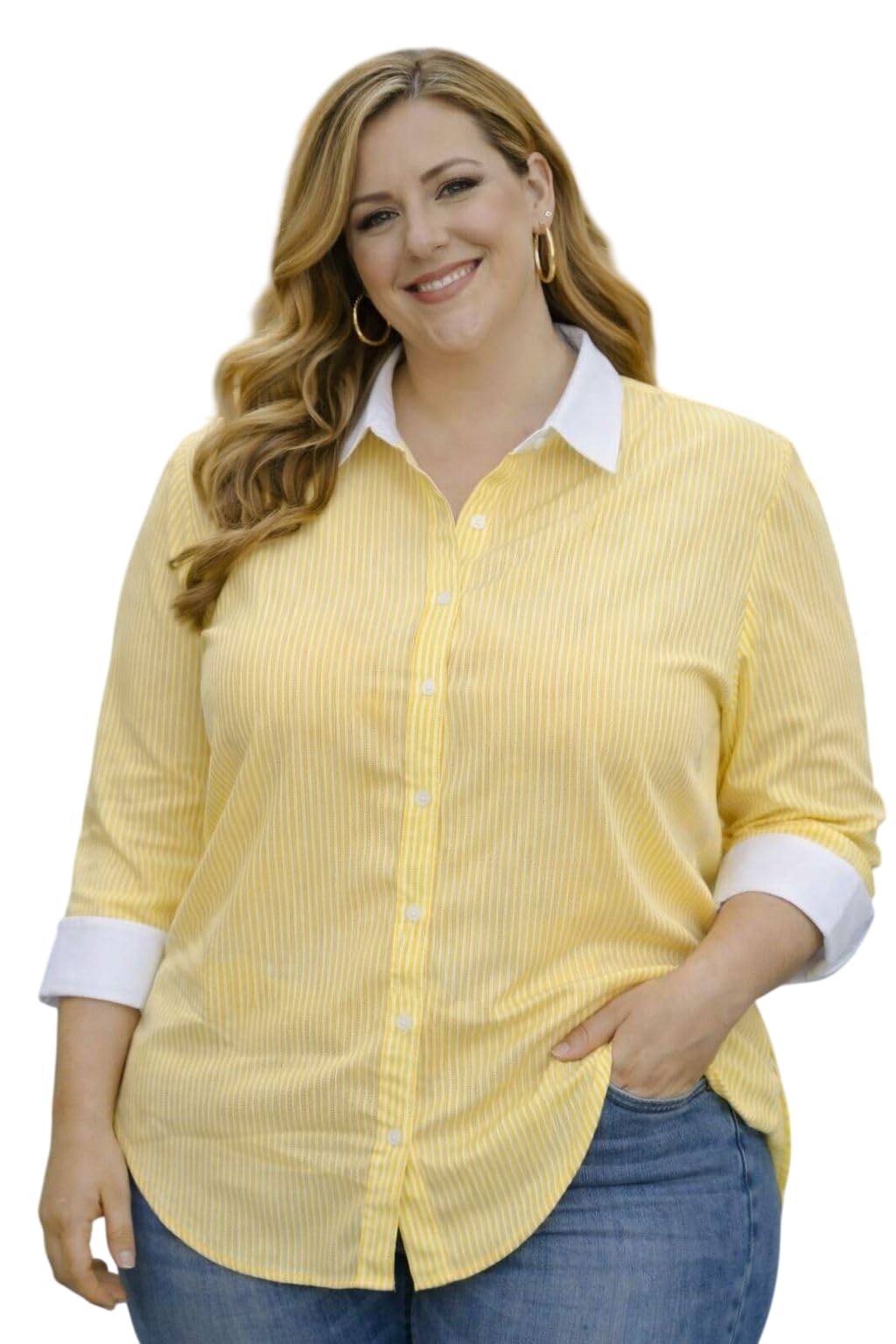 Women's Striped Lining Casual Plus Size Shirt | Full Sleeve Button Down Collared Shirt | Comfortable Oversized Fashion Clothing for Office, Travel, Vacation, Holiday, Party-picture-21