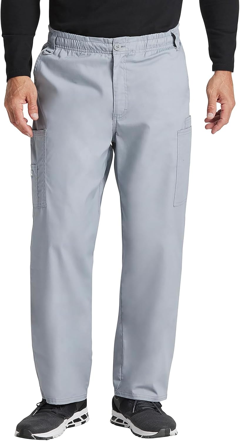 Dickies Scrub Set For Men With V-Neck 5 Pocket Top 81906 with Button Closure Elastic Waistband Pant 81006, Grey-L Top/M Pant Tall - Image 3