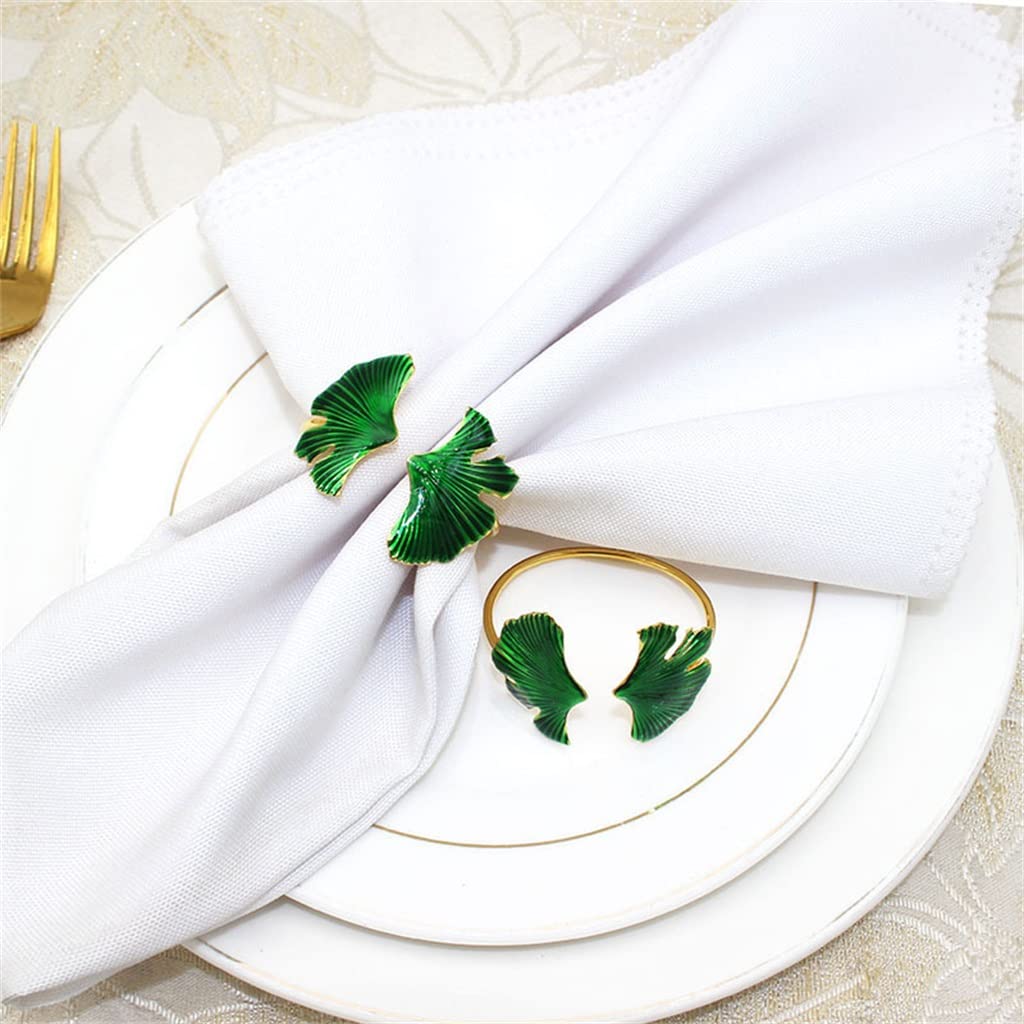 10 servilleteros de Hoja de Ginkgo con Chapado en Metal y Hebilla para decoración de Mesa de Boda (Talla única D)
