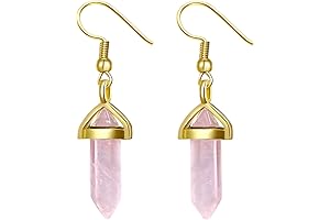Spellbinding Rose Quartz Crystal Point Earrings: Adorn Your Spirit with Nature's Charm