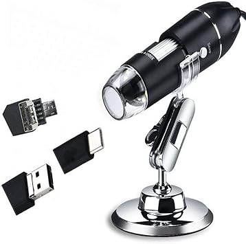 Digital Microscope 3-in-1 USB Interface Camera 1600X with Flexible Stand Compatible with Android,Mac,Windows System,Q-NB01D