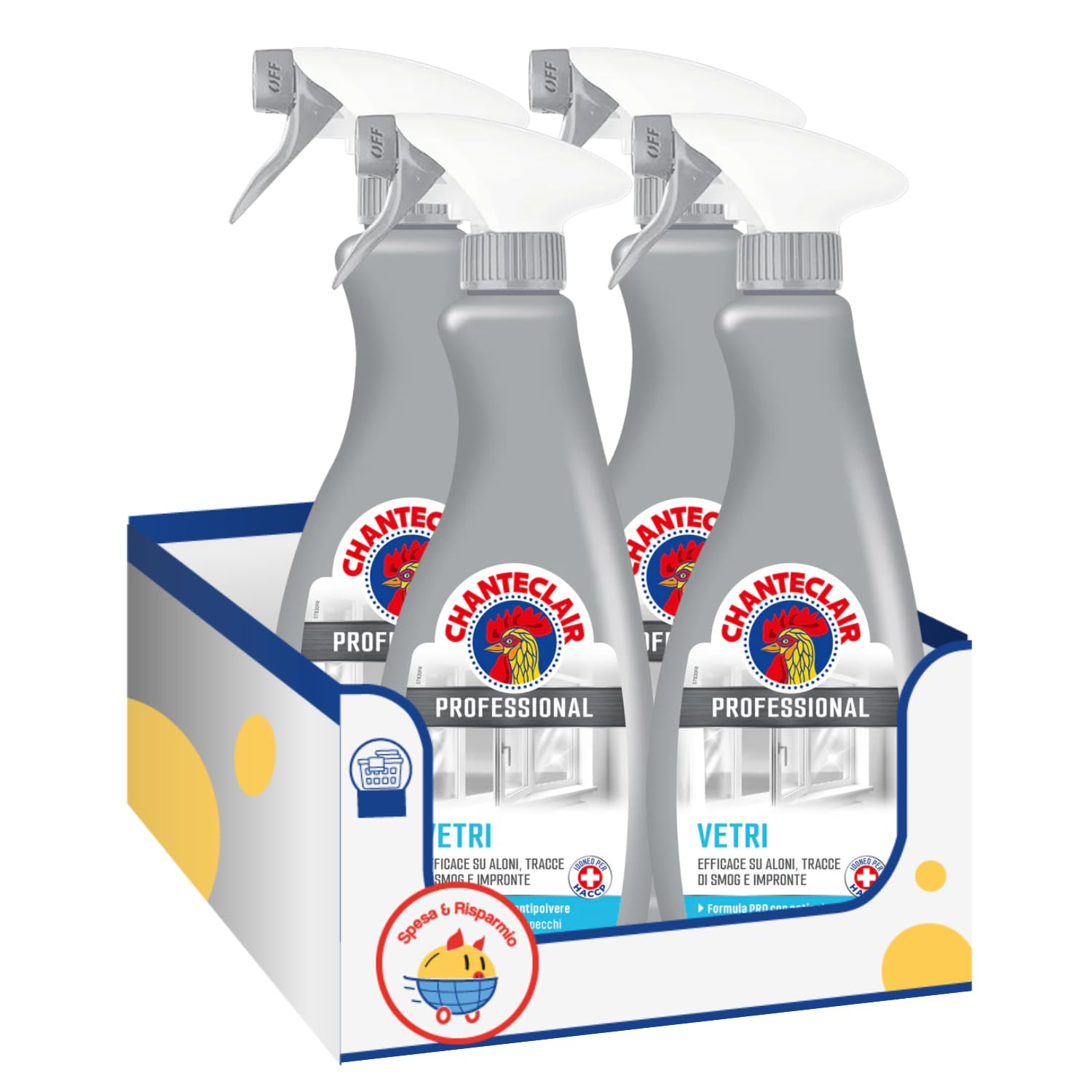 Detergente Vetri Multiuso Spray 700ml – Pulizia Senza Aloni – Asciugatura Rapida (4 pezzi)