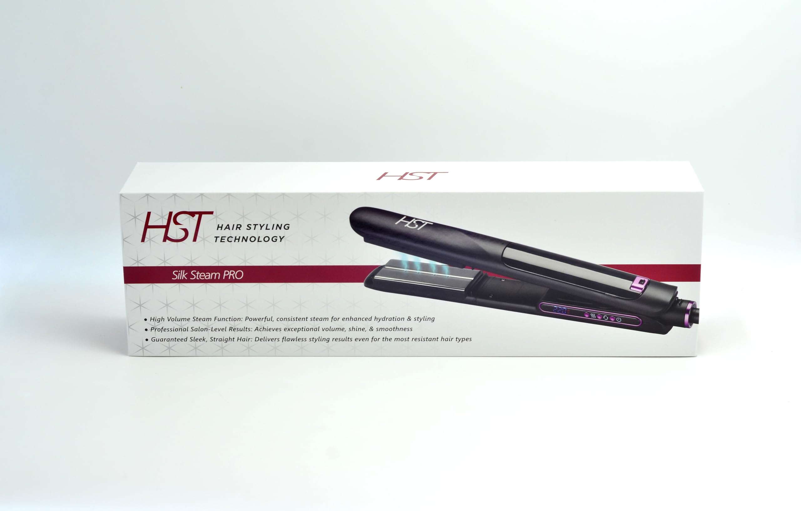 HST Silk Steam PRO Hair Straightener, Professional Steam Flat Iron with Tourmaline Ceramic Plates