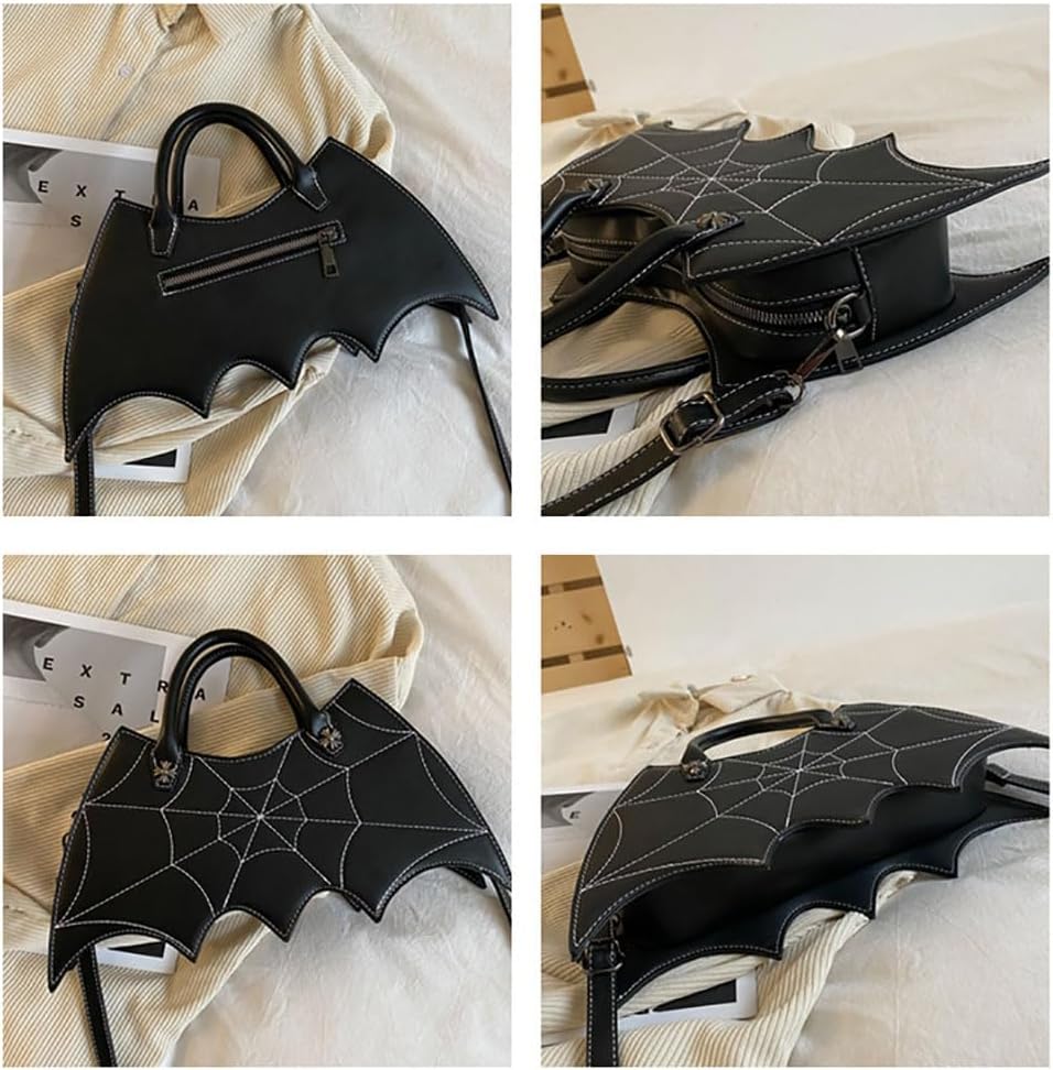 Halloween Crossbody Bag Pu Leather Spooky Skeleton Ghost Purse Gothic Shoulder Bag for Women