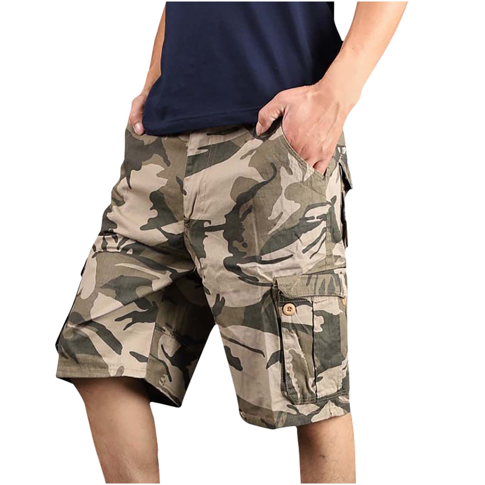 Mens Camo Cargo Shorts Hiking Tactical Jogging Pants Multi Pockets Military Cargos Pants Outdoor Fashion Short Pants