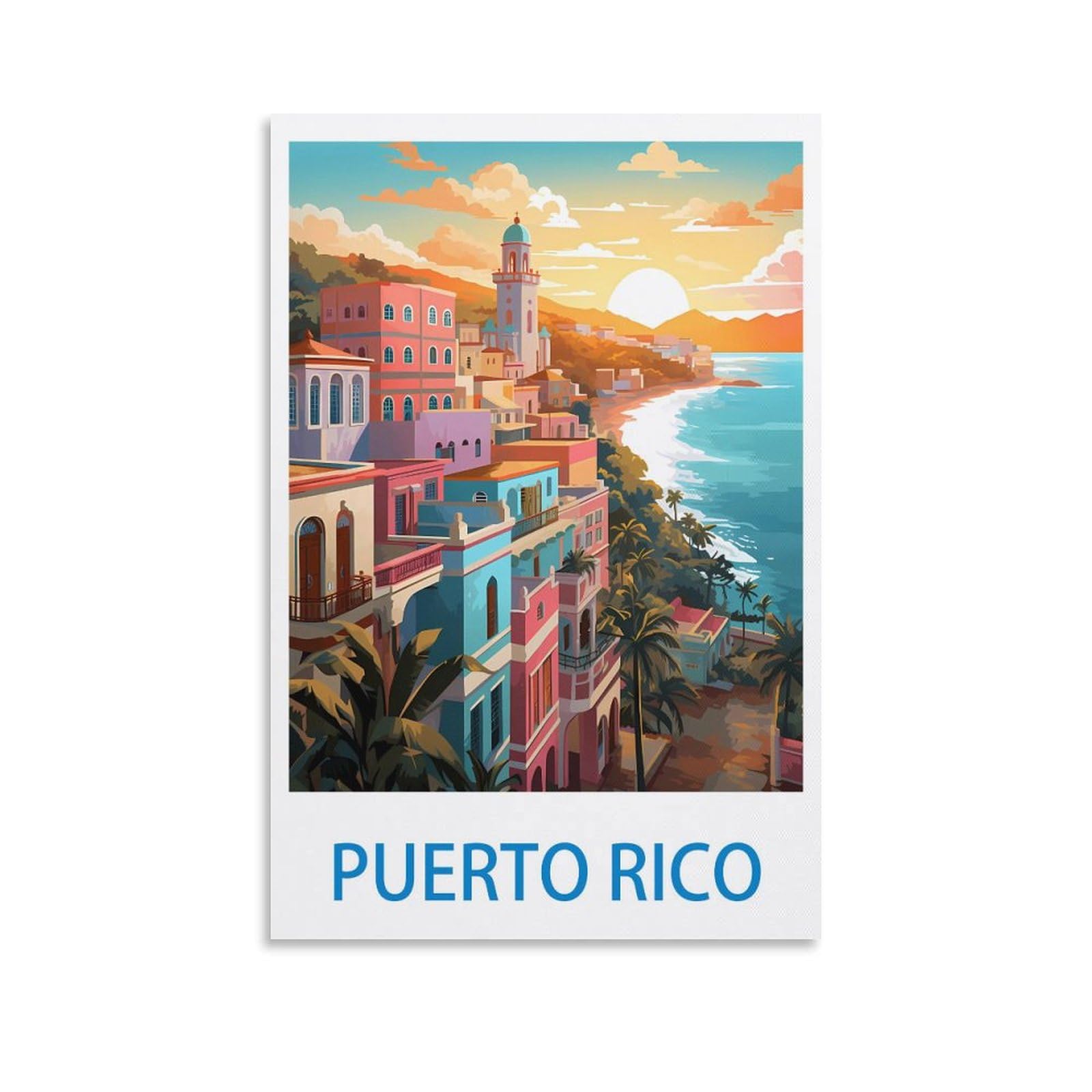 Ktywz A028 Vintage Metal Art Plaque Puerto Rico Retro Wall Art Decor Iron Painting For Bathroom, Kitchen, Pub, Garden, Coffee 20X30cm