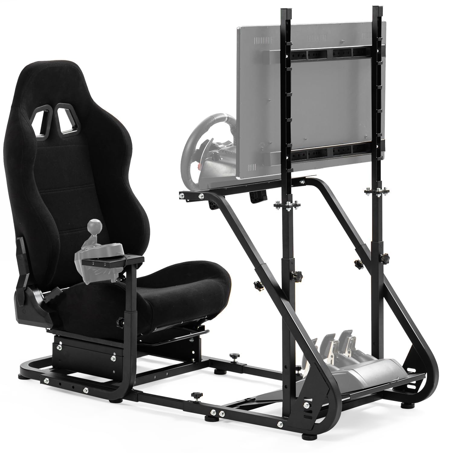Dardoo G923 Racing Simulator Cockpit with Monitor Mount and Black Seat Adjustable Fits for Logitech G29 G920/Thrustmaster T300, Without Shifter, Wheel, Pedals and Display
