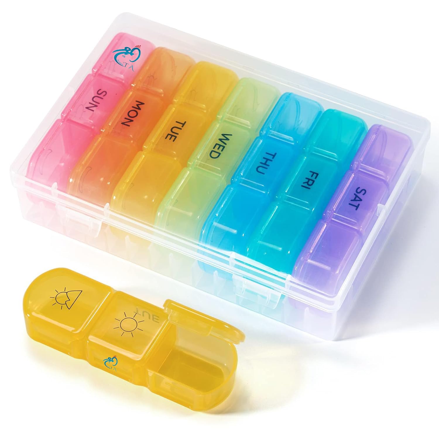SHREETA 7 Day Pill Case with 3 Daily Compartments – Weekly Color-Coded Organizer for Morning, Noon, Night – BPA-Free, Large Capacity Medicine Box – Secure Lock Lids, Ideal for Travel & Home-image-5