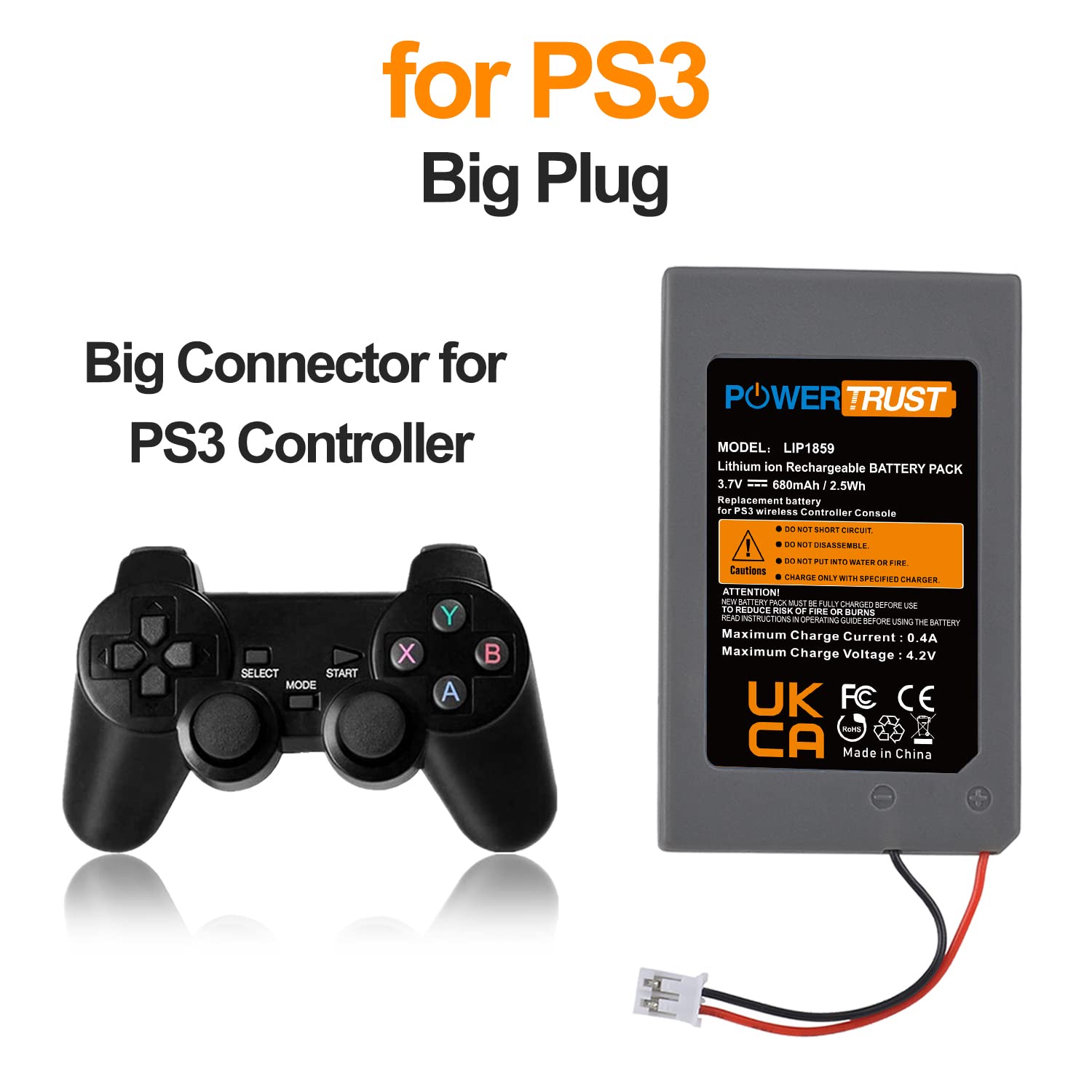 Lot de 2 batteries pour manette PS3 Sony PlayStation 3 DualShock 3 sans fil LIP1472 LIP1359 LIP1859
