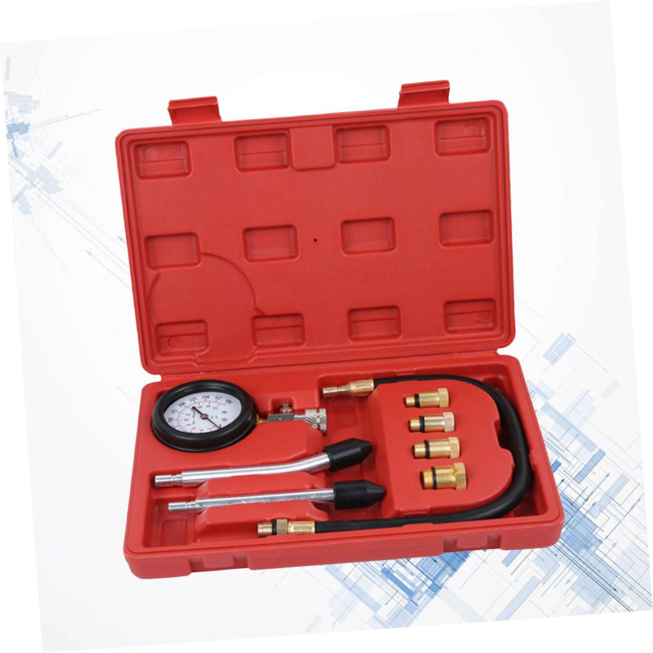 Compression Tester Multifunzione per Auto e Moto, Set 1 Pezzo | Metallo, Attacco Rapido, Valigetta Sagomata Cono in Gomma, Diagnostica in Garage per Motori a Benzina