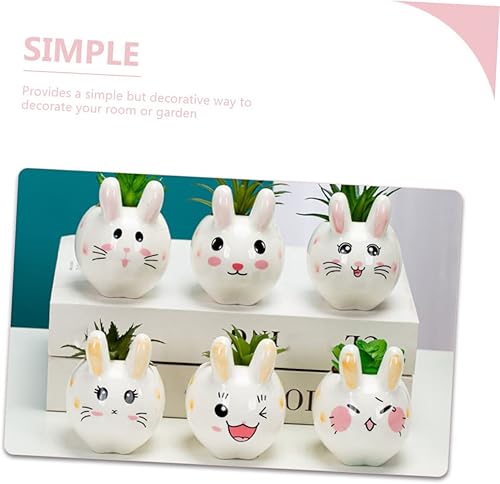 Miniatura 8 de Yardwe Macetero para plantas de interior, macetas pequeñas, macetas para suculentas, mini soporte para conejo, maceta de conejo, maceta para el