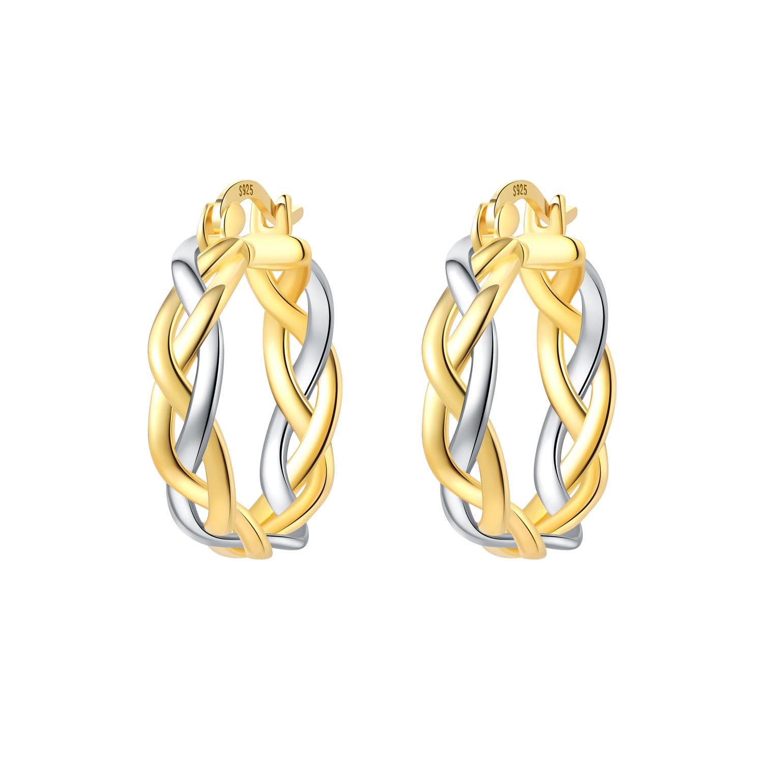 Pendientes de aro de plata de ley 925 para mujer, hipoalergénicos, estilo huggie — view 47