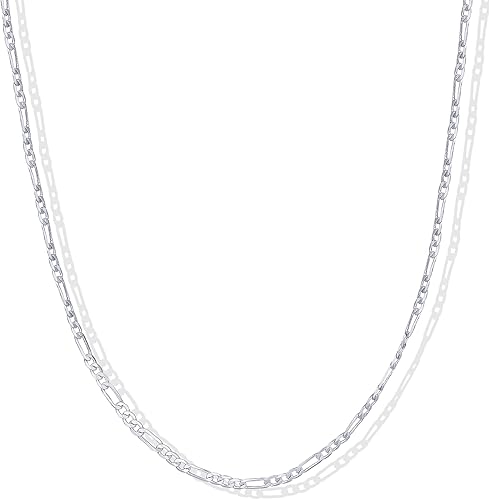 PAVOI Collar ajustable de cadena de espiga y Figaro chapado en oro de 14 quilates con forma de clip