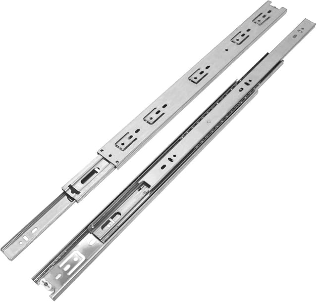 VADANIA 600mm Residential Drawer Runners #VA1045 1 Pair (2 Packs), 45kg Load Capacity Full Extension Ball Bearing, Side Mount, Replacement Slides for Kitchen Cabinet, Home, Office Drawers, Silver