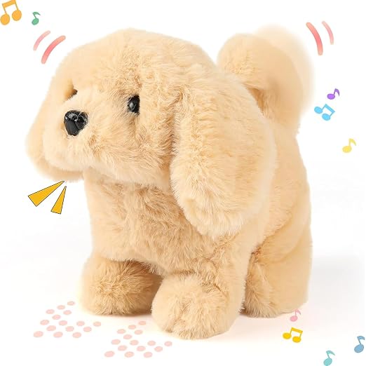 Hopping Walking Dog Toy with Sounds, Jumping Dog Wiggling Tails, Twitching Mouth