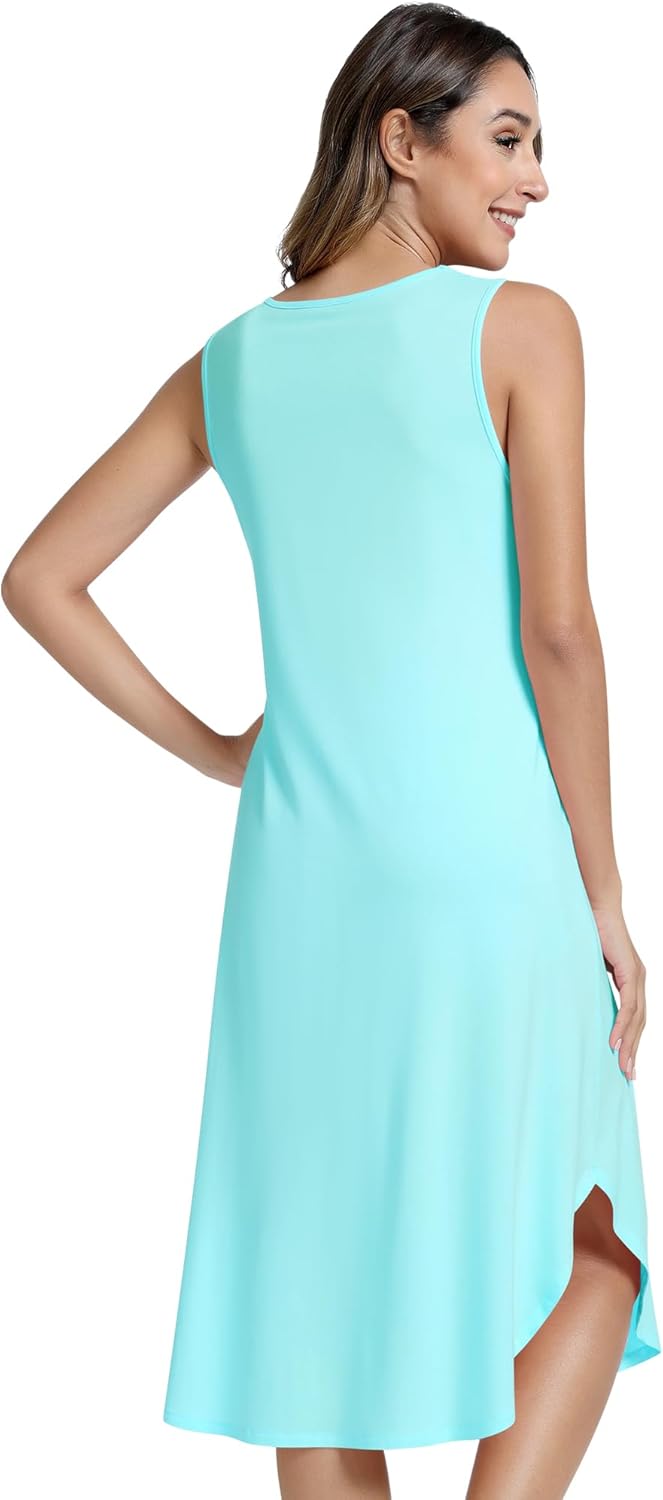 NACHILA Nightgowns for Women-Viscose Made from Bamboo, Sleeveless Night Gown V Neck Night Dress Cool Sleepshirts