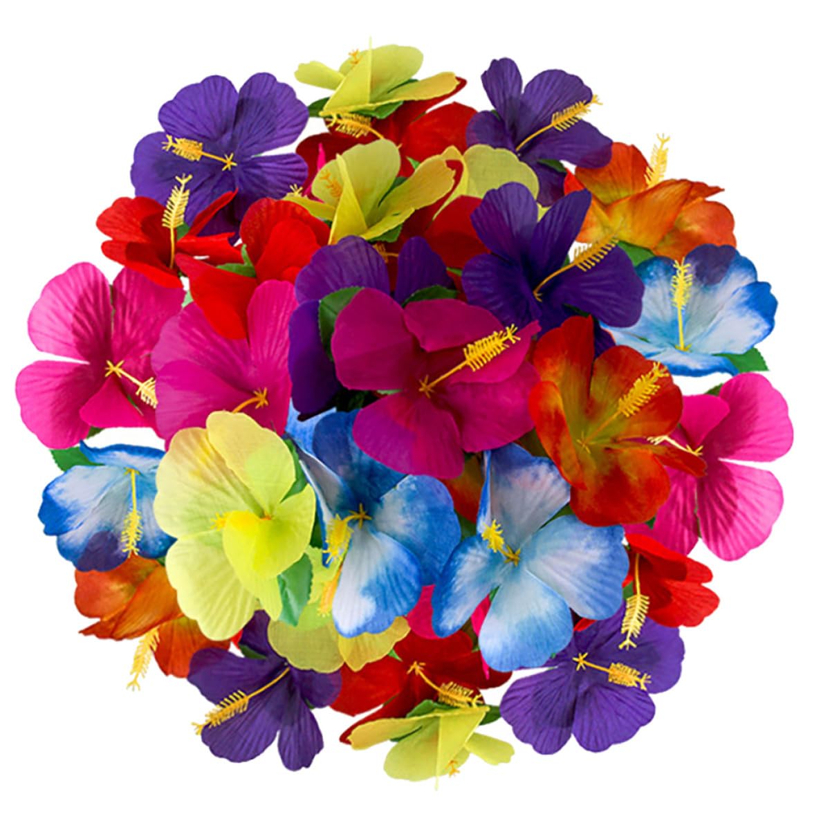IMIKEYA Sommerfest mit 72 Künstlichen Tropischen Blumen aus Stoff Hawaiianische Partydekorationen und Gesteck aus Künstlichen Hibiskusblüten für Home Gathering und Zufällige Farbe
