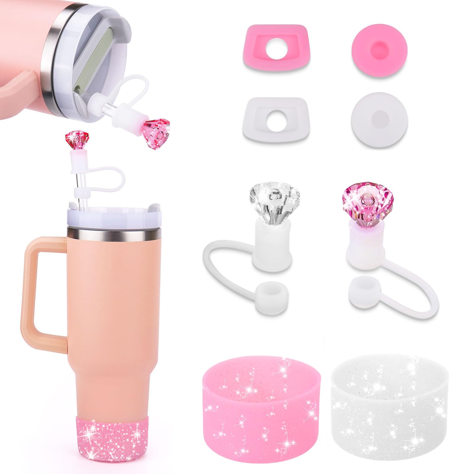 Lot De 2 Bouchons De Paille Diamant Pour Tasse Stanley, Capuchons De