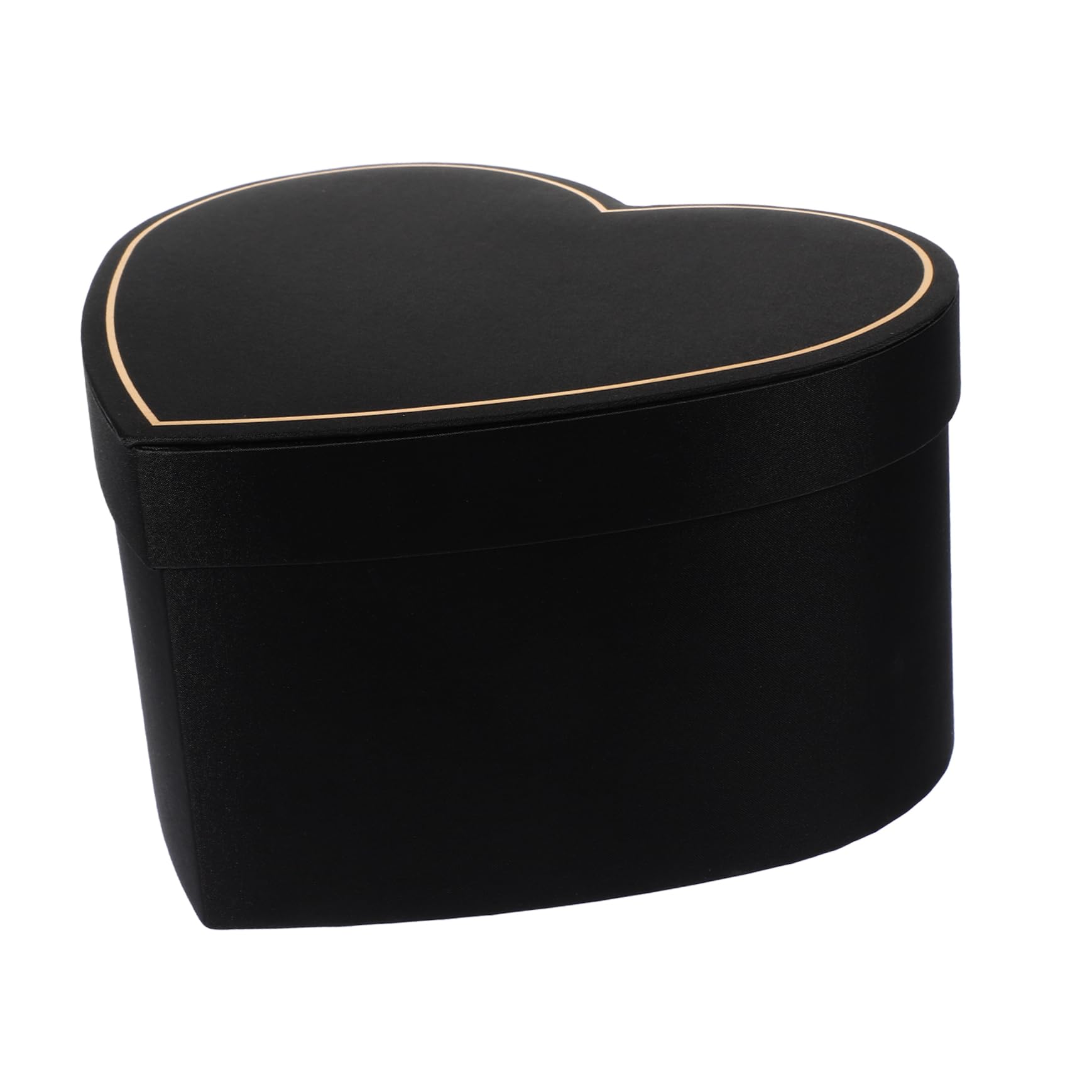 WEKAMOS Herzförmige Geschenkbox Schwarz mit Deckel Stoff Langlebig Aufbewahrungsbox für Kleine Gegenstände Geschenkverpackung für Alltag und Dekoration