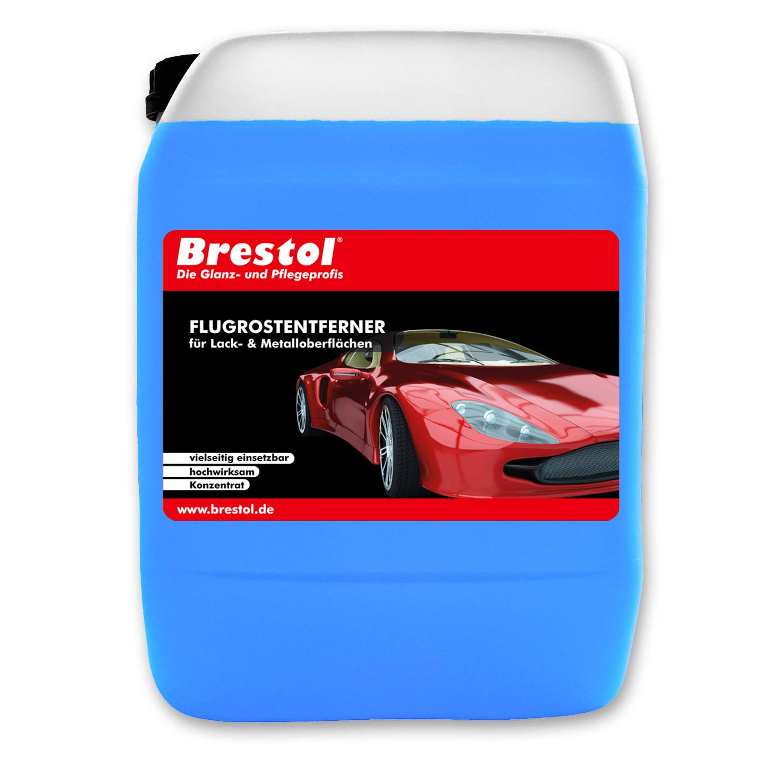 Brestol Eliminador de óxido, 10 litros, concentrado, superficies de pintura, superficies metálicas, manchas de óxido, polvo industrial, residuos de cal, limpiador de pintura, disolvente de óxido,
