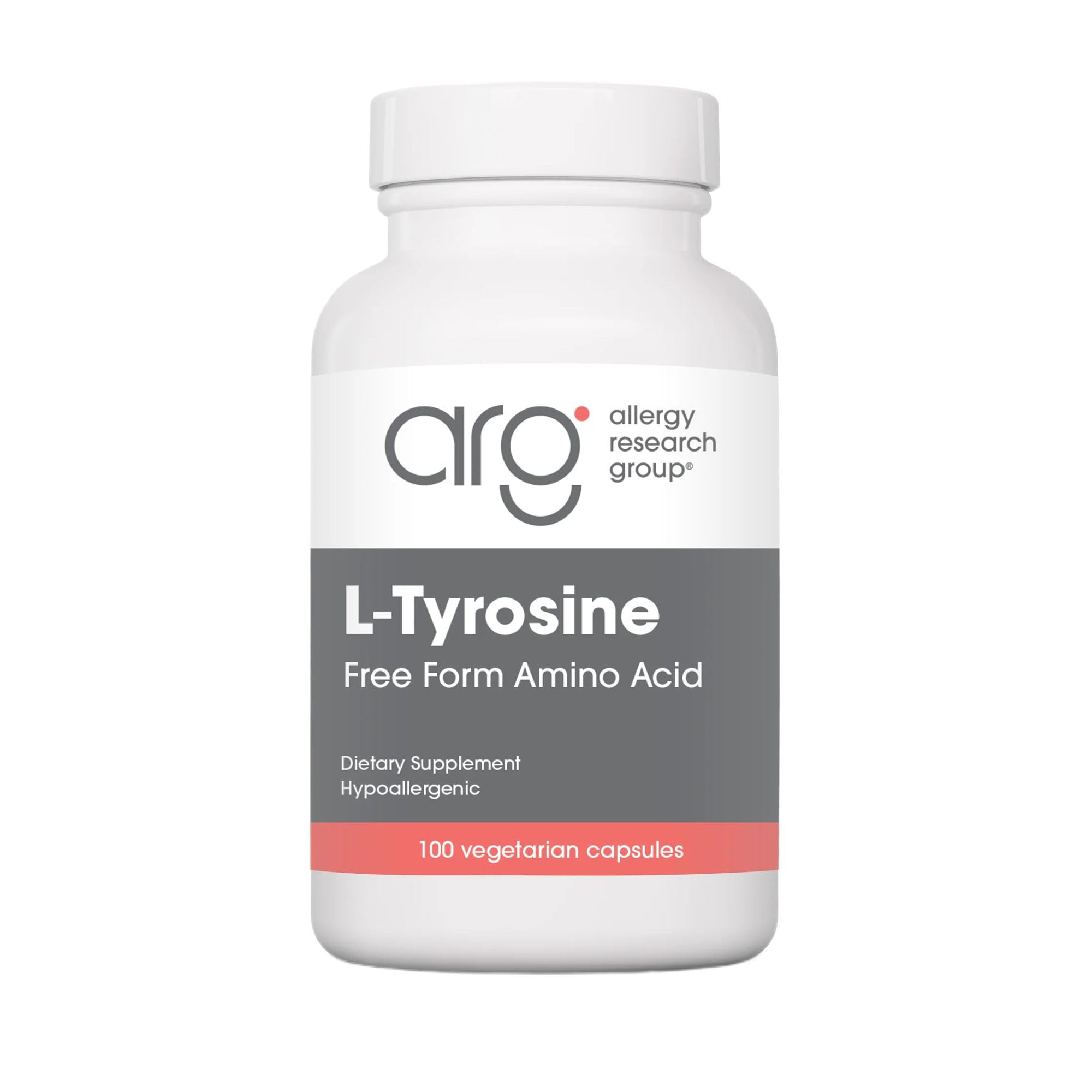 Nutricology L-Tyrosine - Brain Support, Hormone Precursor, Free Form Amino Acid, 500mg Supplement, Thyroid Support Capsules - 100 Count