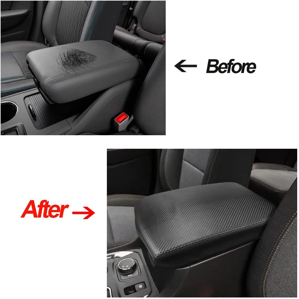 XITER Car Armrest Cover Saver Center Console Leather Pad Fit for Chevrolet Traverse 2018 2019 2020 2021 2022, Central Console Armrest Box Protector Interior Accessories (Carbon Fiber)