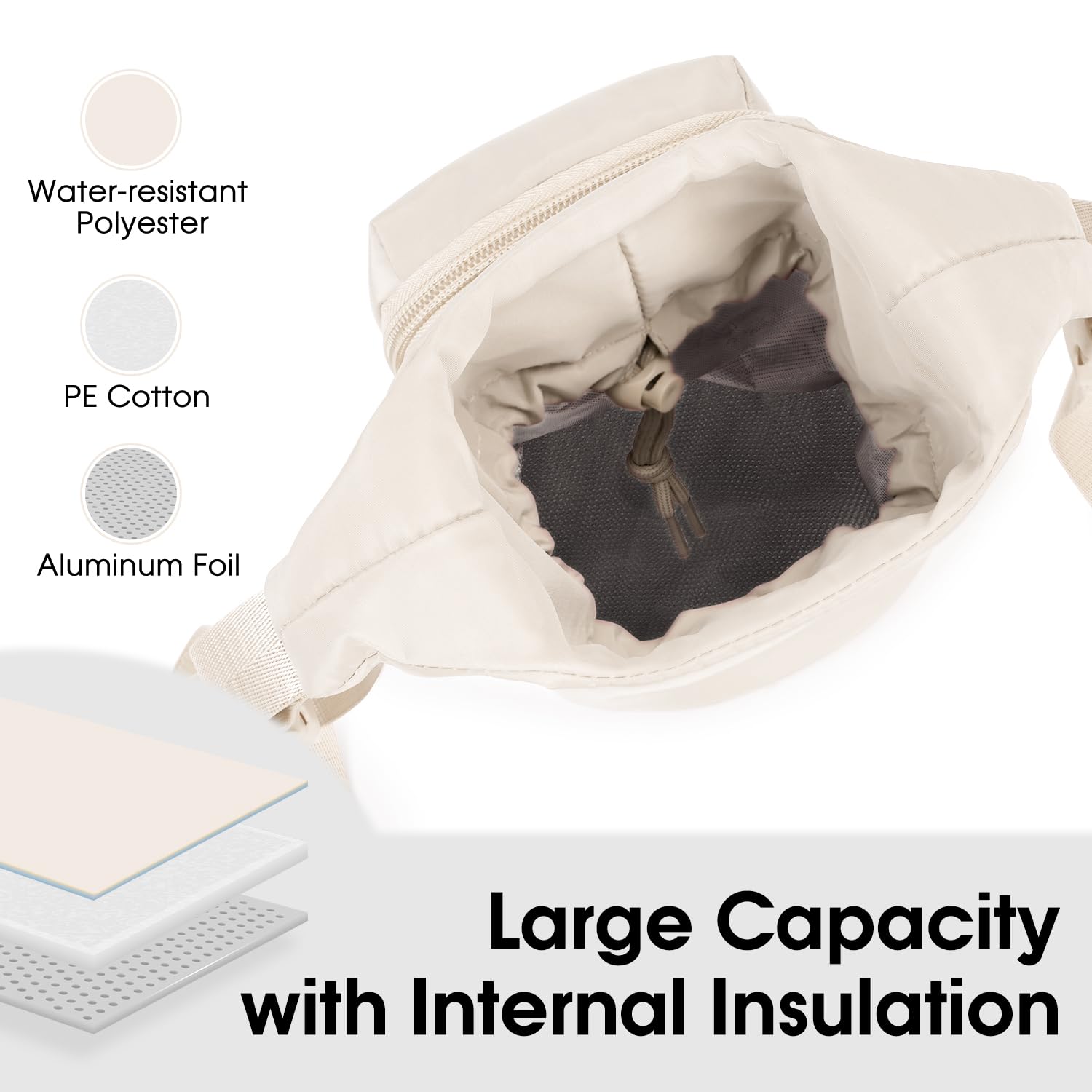 Ceneda Water Bottle Carrier Bag with Phone Pocket 32oz 40oz Tumbler Insulated Water Bottle Holder with Adjustable Shoulder Strap Carrier Sling Bag (Beige) - Image 3