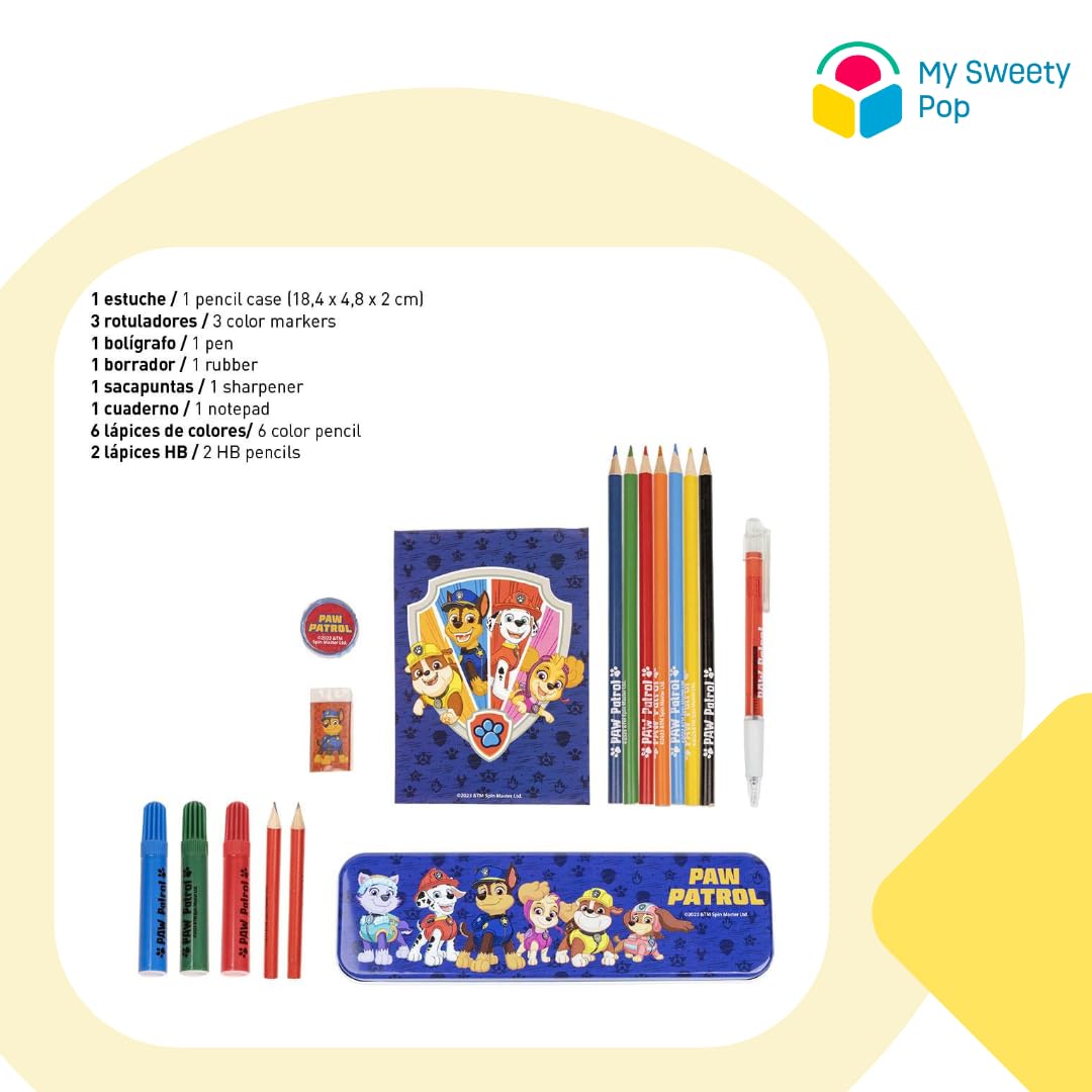 My Sweety Pop, Children's stationery kit, School supplies with metal case, felt-tip pens, pen, eraser, notebook - Image 4