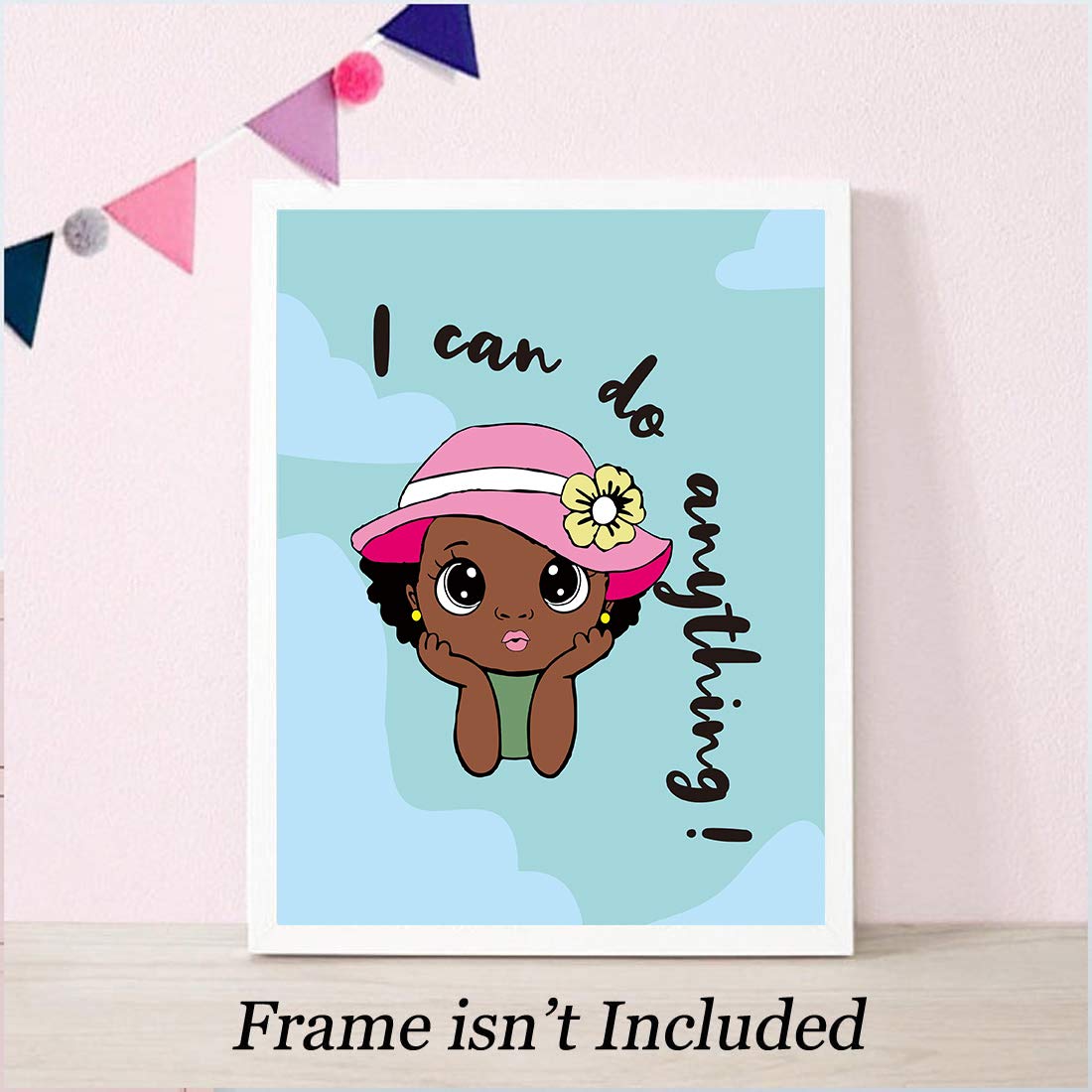 Zhadongli Art Tre donne africane amiche pittura su tela ritratto astratto poster e stampe ragazza nera immagini di arte della parete decorazioni per la casa 80x110 cm (31x63 in) con cornice