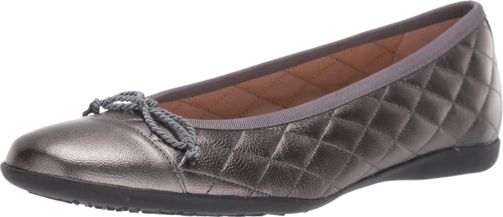 French Sole® PassportR Flat Sandals for Women – Leather Upper – Fabric Lining – Padded Insole Pewter Metallic 8.5 M