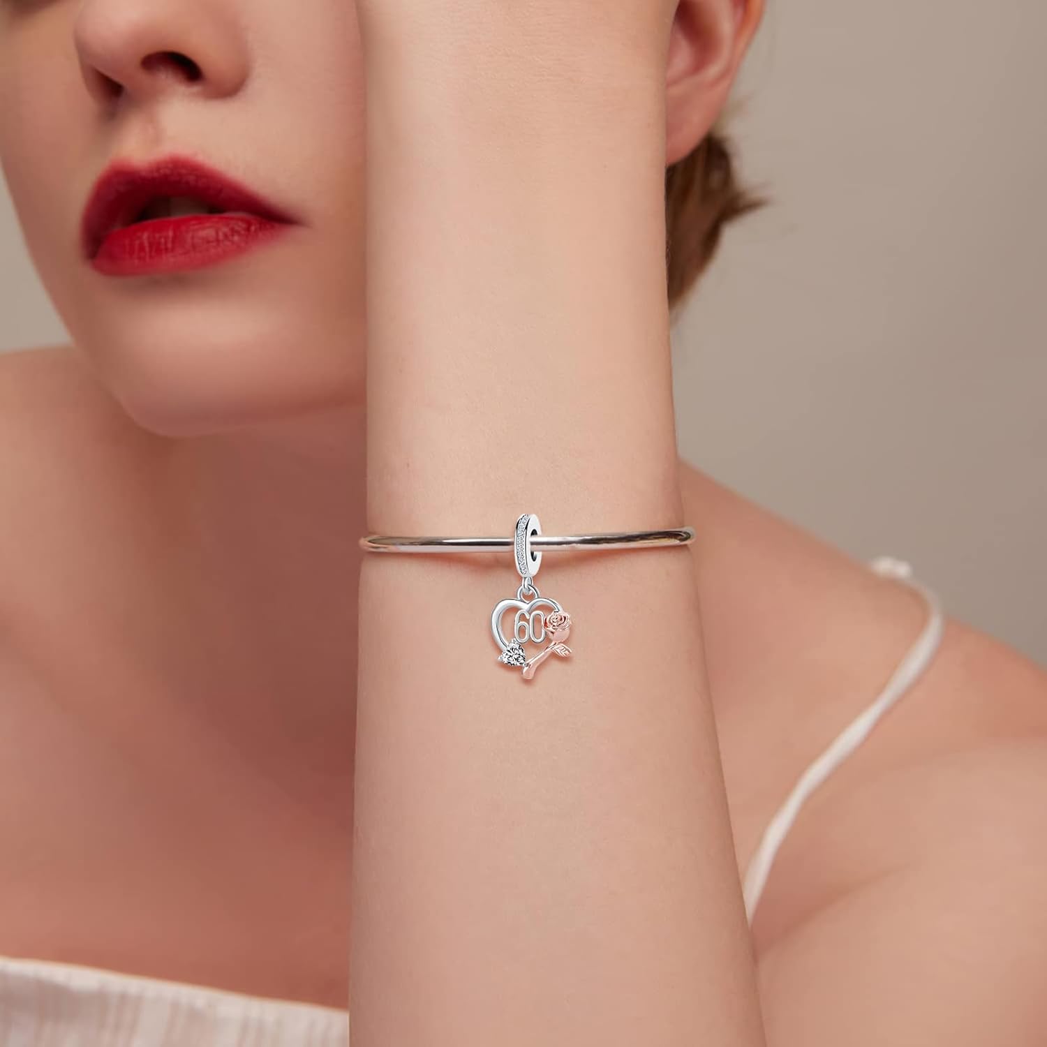 Birthday Number 13th 16th 18th 21st 30th 40th 50th 60th Heart Dangle Charm Compatible with Pandora Bracelet - Image 4