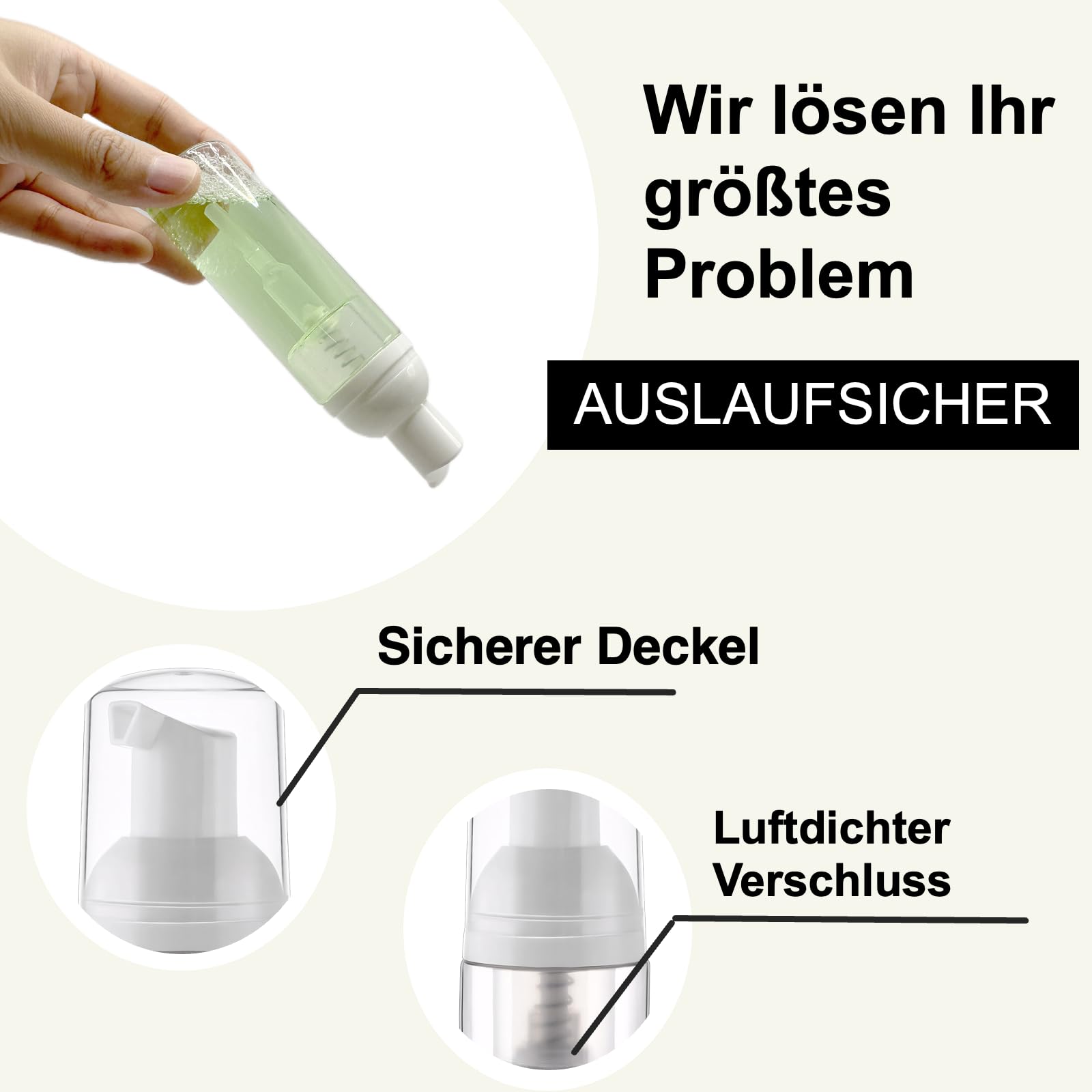 Schaum-Pumpflasche, TSA-genehmigt, nachfüllbar, schäumender Seifenspender, für Shampoo, Duschgel, Handseife, Gesichtsreiniger