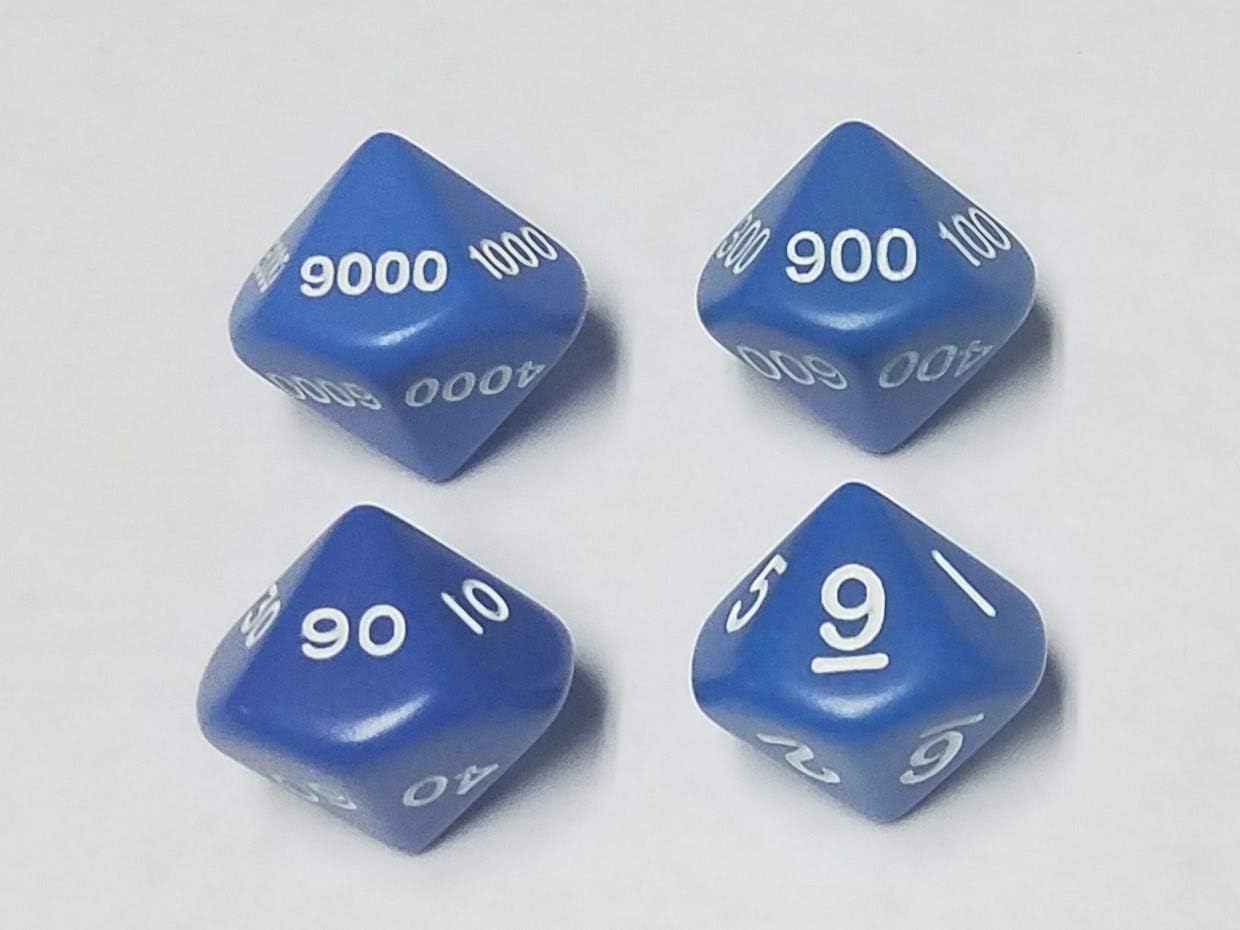Blue Random Number Generator d10 Dice Set (Single, TENS, Hundreds, Thousands)