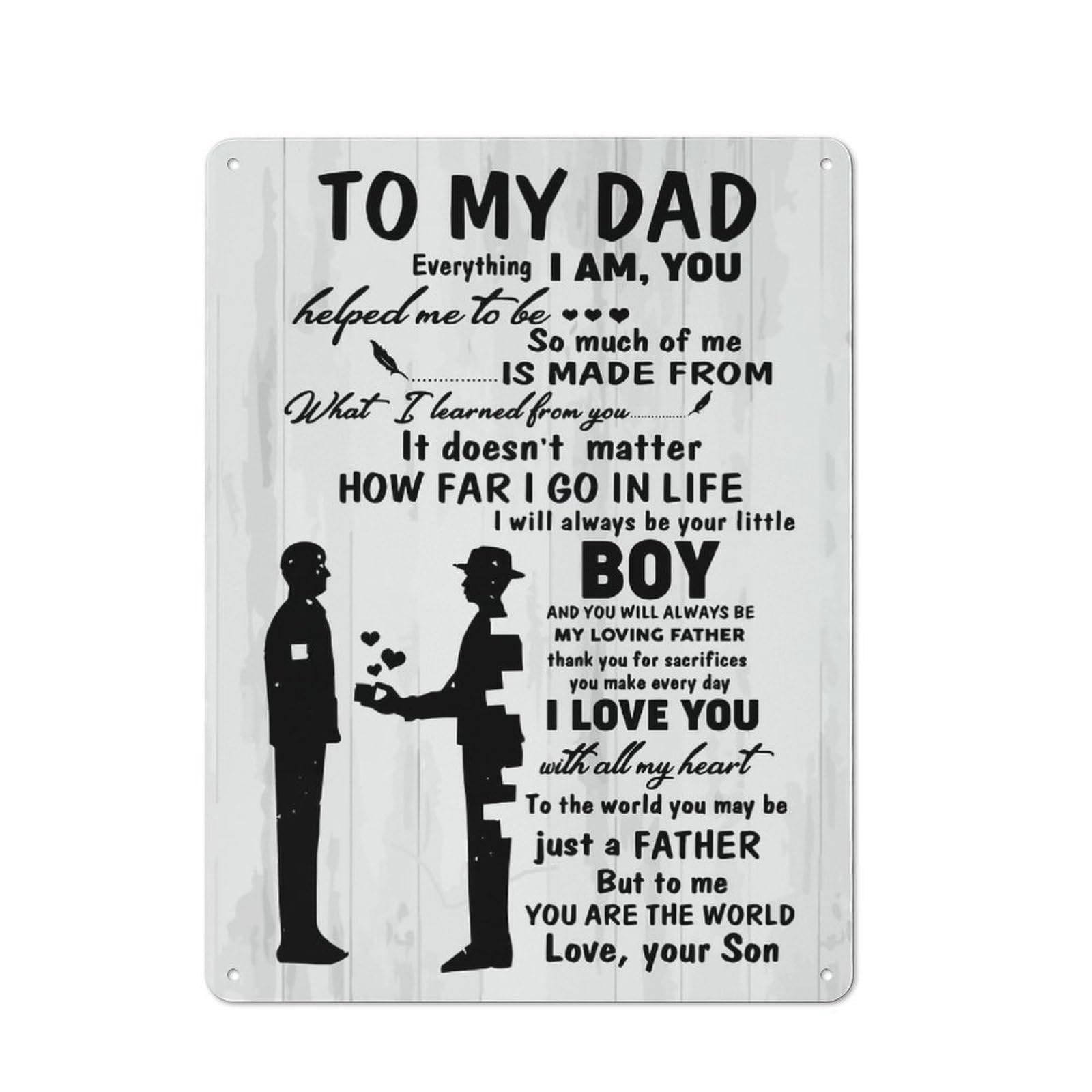 Junmoney Style-8 Metal Sign 40X30cm With To My Dad From Son For Workshop Wall, Vintage Decor, For Vintage Wall Decor Fans, For Metal Sign Collectors