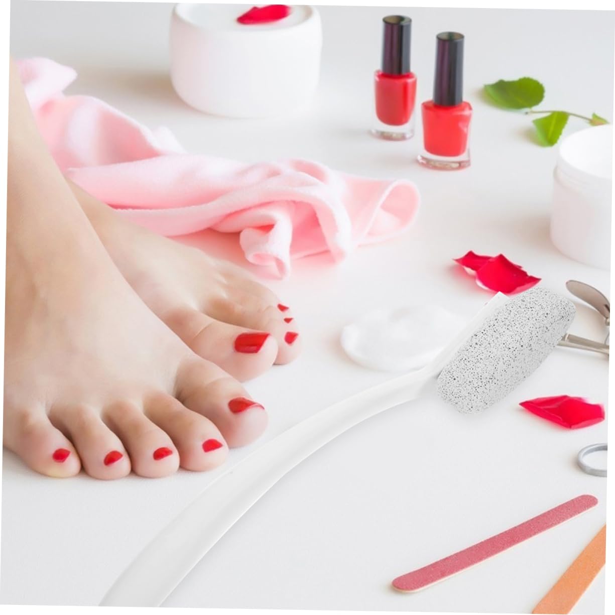 2 Limas de Pedicura Portátiles para Pies Mango Largo y Piedra Pómez de Abs, Herramienta para Eliminar Durezas y Células Muertas, Apta todo Tipo de Pieles
